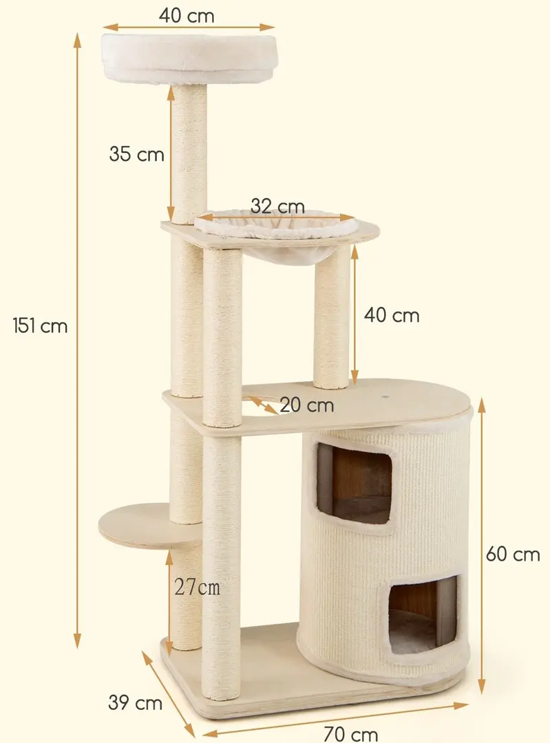 Ansamblu de joaca pentru pisici Costway PV10301NA (Natural/White)