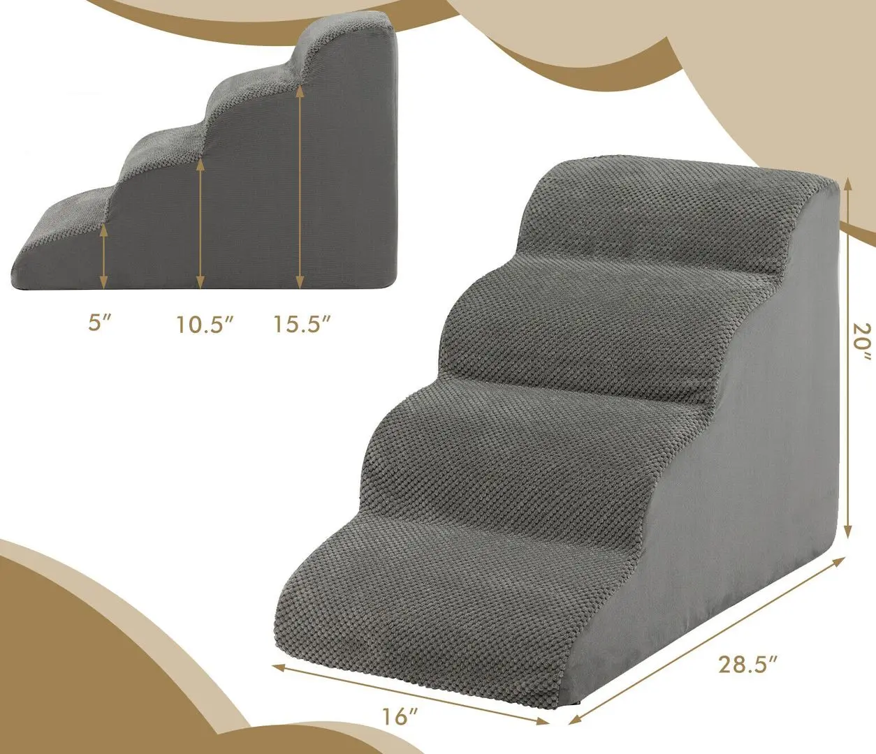 Scara pentru caini Costway PW10063GR (Grey) - 5