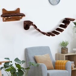 Лежанка с мостиком для кошек Costway PS7430BN (Brown) Thumb