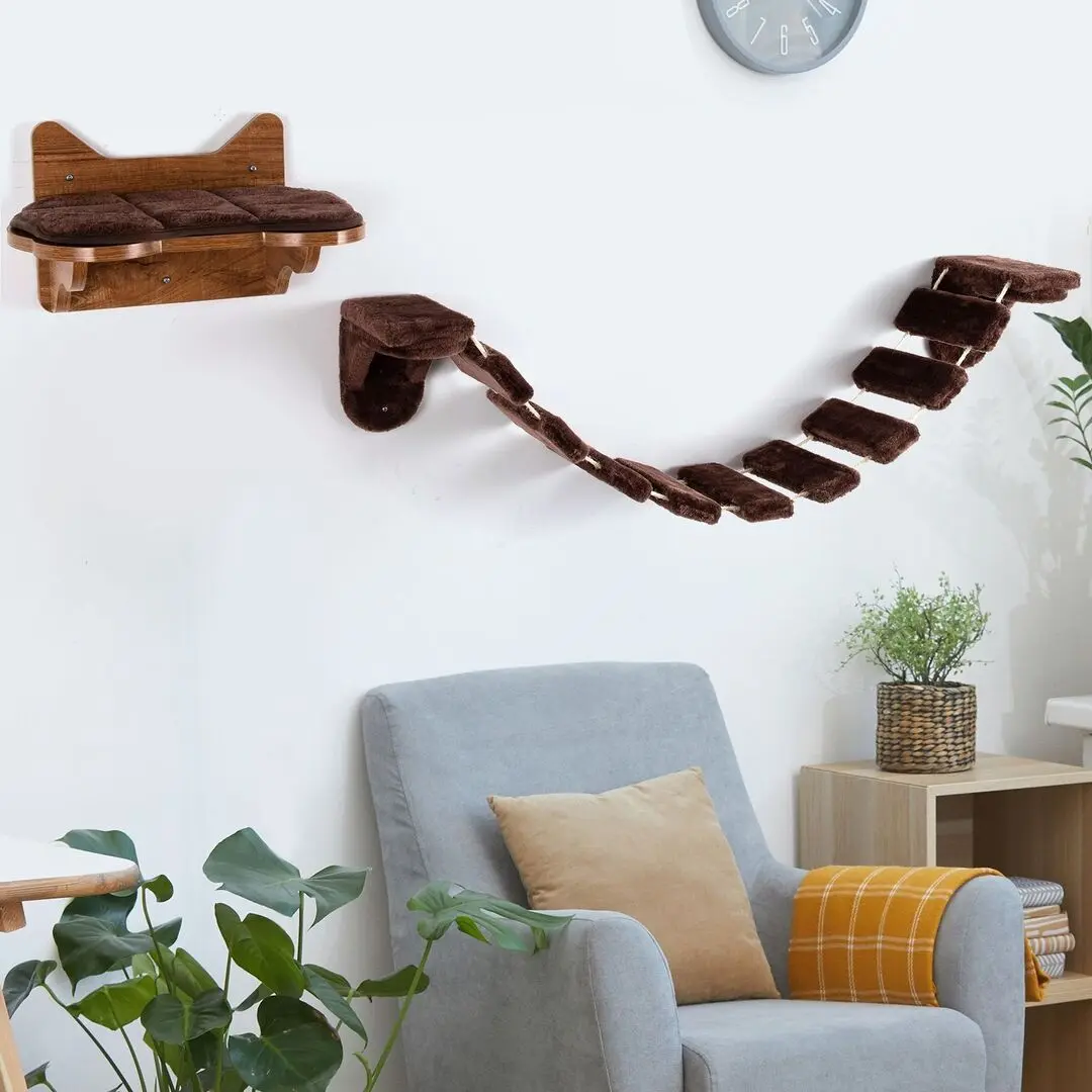 Лежанка с мостиком для кошек Costway PS7430BN (Brown) - 2