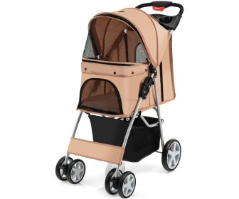 Carucior pliabil pentru transportarea animalelor Costway PW10039BE (Beige)