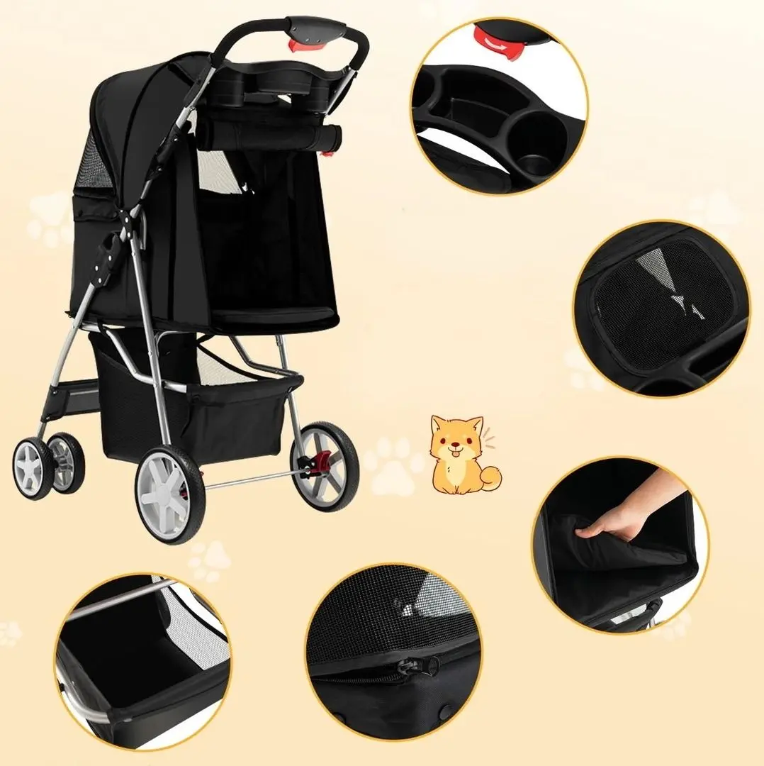 Складная коляска для переноски животных Costway PW10039DK (Black)