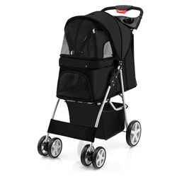 Carucior pliabil pentru transportarea animalelor Costway PW10039DK (Black)