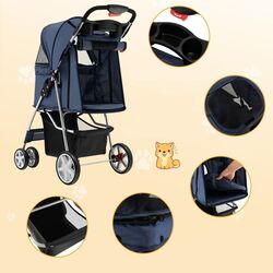 Складная коляска для переноски животных Costway PW10039NY (Dark Blue) Thumb