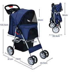 Складная коляска для переноски животных Costway PW10039NY (Dark Blue) Thumb