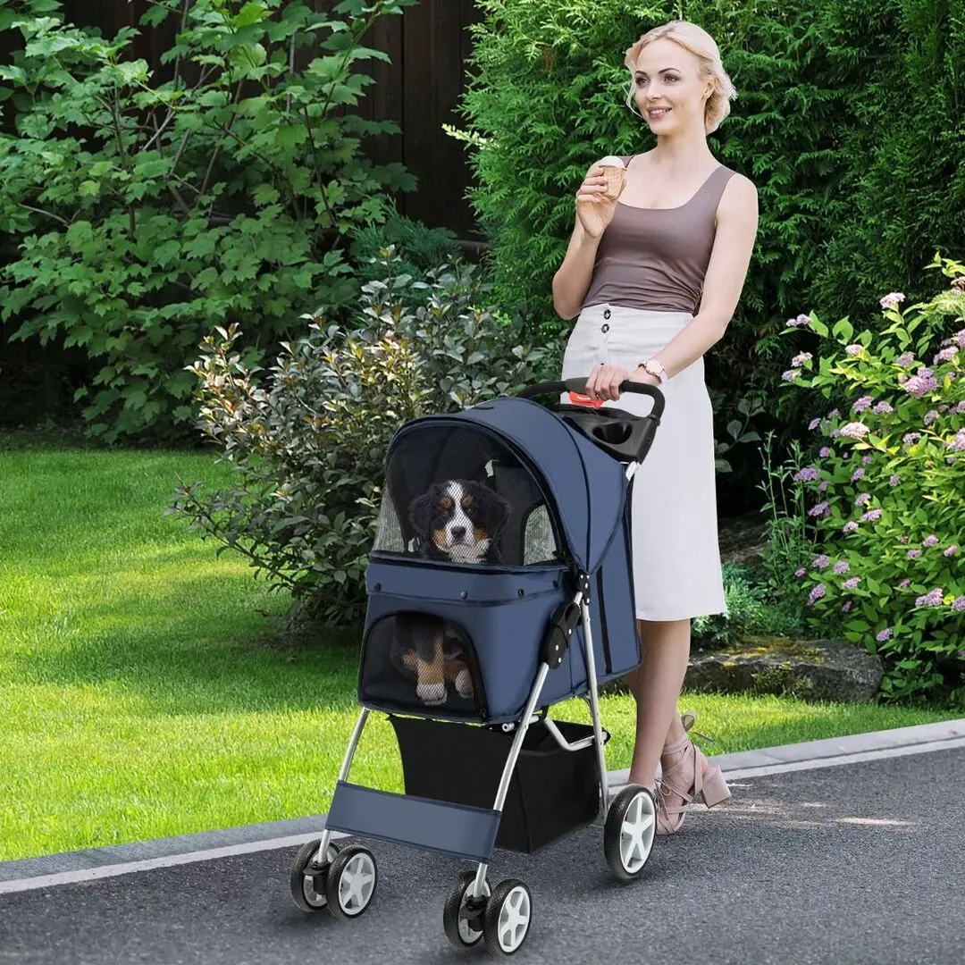 Складная коляска для переноски животных Costway PW10039NY (Dark Blue) - 5