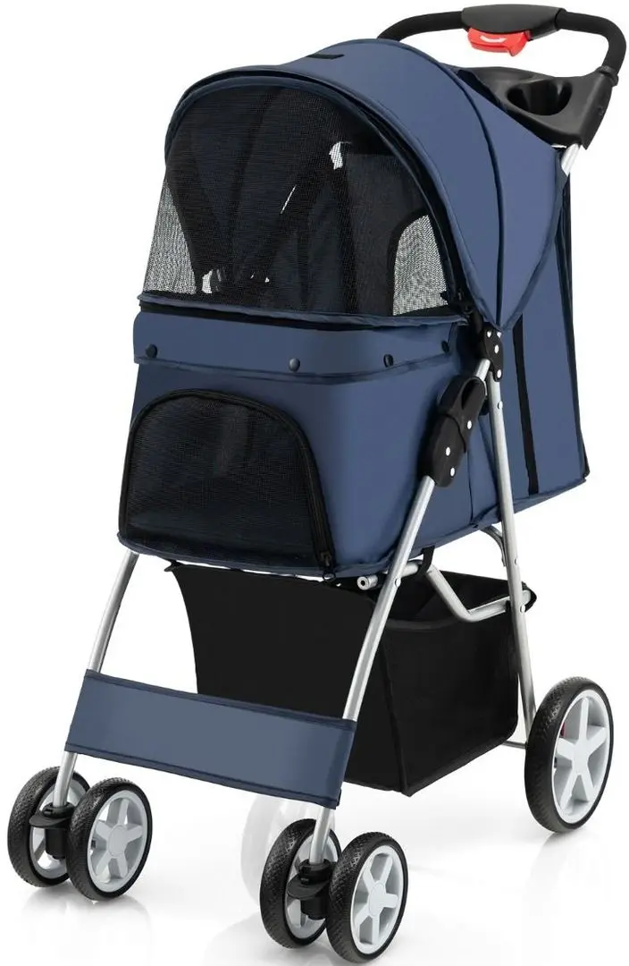 Складная коляска для переноски животных Costway PW10039NY (Dark Blue)