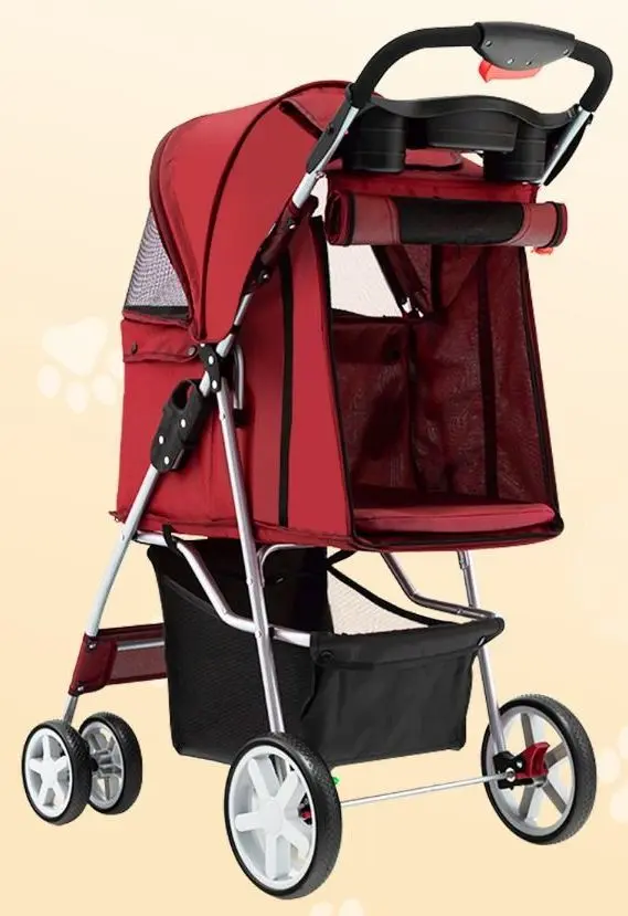 Складная коляска для переноски животных Costway PW10039RD (Red) - 2