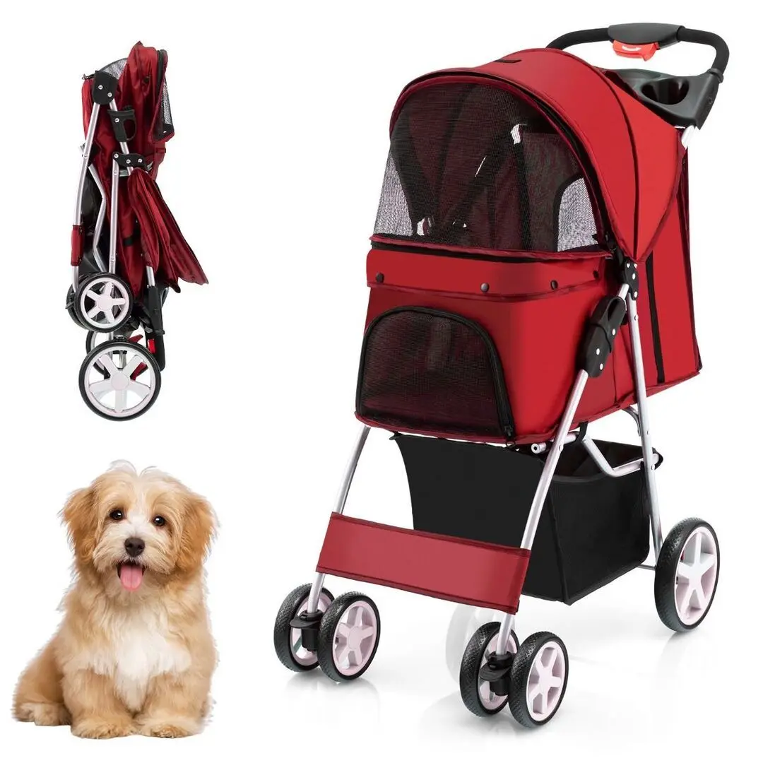 Складная коляска для переноски животных Costway PW10039RD (Red) - 3