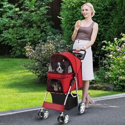 Складная коляска для переноски животных Costway PW10039RD (Red) Thumb