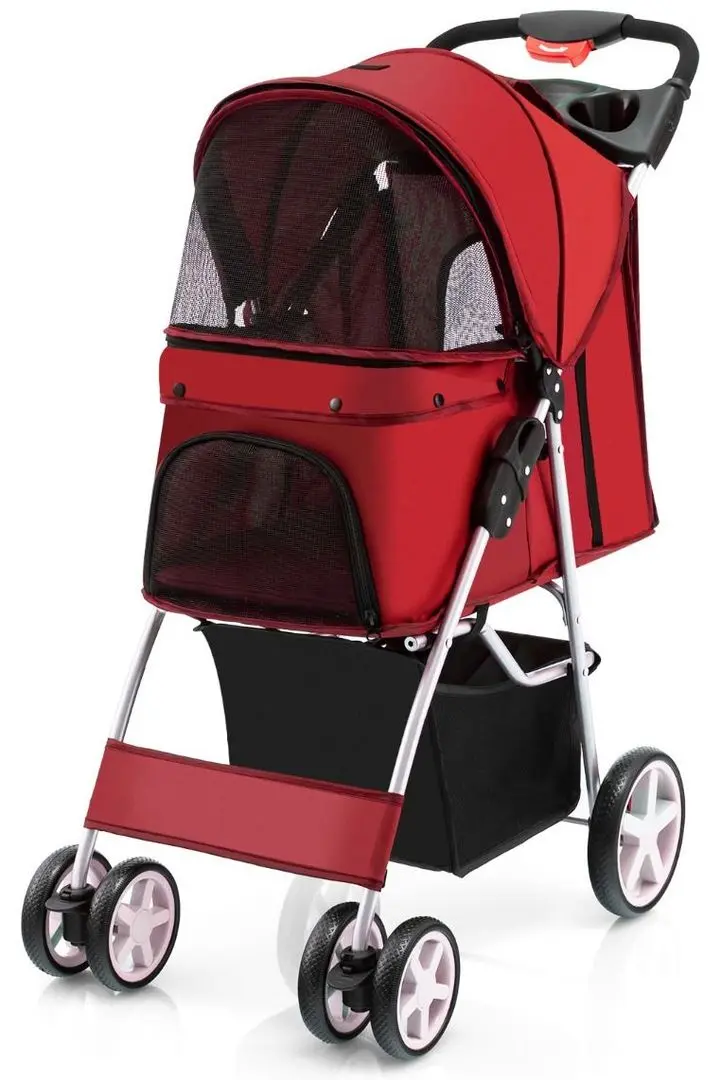 Складная коляска для переноски животных Costway PW10039RD (Red)