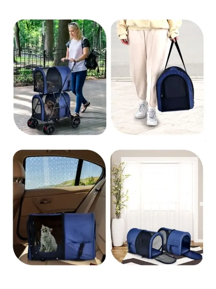 Складная коляска для переноски животных Costway PW10040NY (Navy Blue)