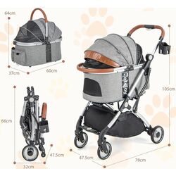 Carucior pliabil pentru transportarea animalelor Costway PW10048GR (Grey) Thumb