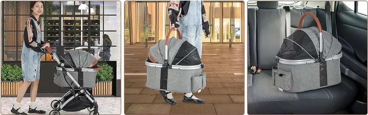 Carucior pliabil pentru transportarea animalelor Costway PW10048GR (Grey) - 3