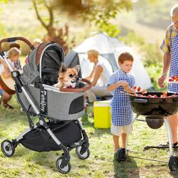 Carucior pliabil pentru transportarea animalelor Costway PW10048GR (Grey) Thumb