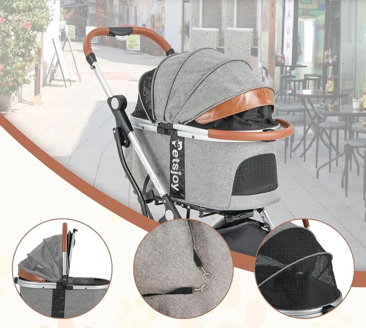 Carucior pliabil pentru transportarea animalelor Costway PW10048GR (Grey) - 5