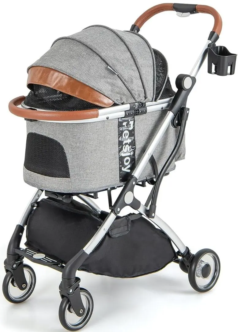 Carucior pliabil pentru transportarea animalelor Costway PW10048GR (Grey)