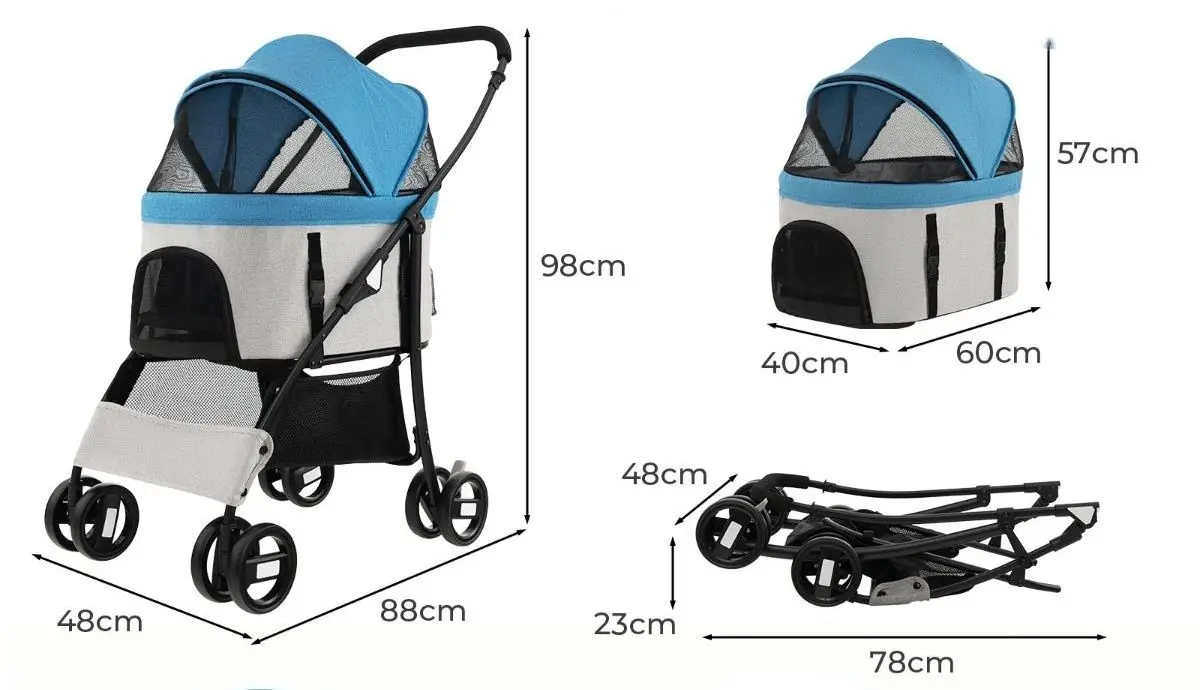 Складная коляска для переноски животных Costway PW10073BL (Blue) - 4