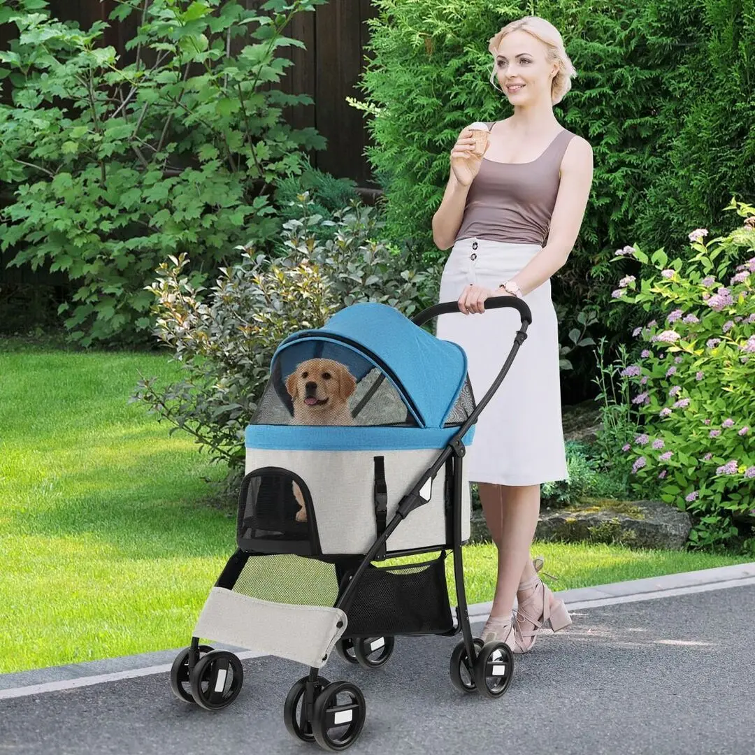 Складная коляска для переноски животных Costway PW10073BL (Blue) - 6