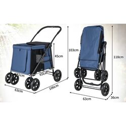 Складная коляска для переноски животных Costway PW10074BL (Blue) Thumb