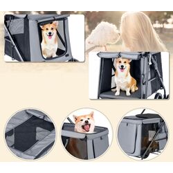 Carucior pliabil pentru transportarea animalelor Costway PW10074GR (Grey) Thumb