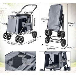 Carucior pliabil pentru transportarea animalelor Costway PW10074GR (Grey) Thumb