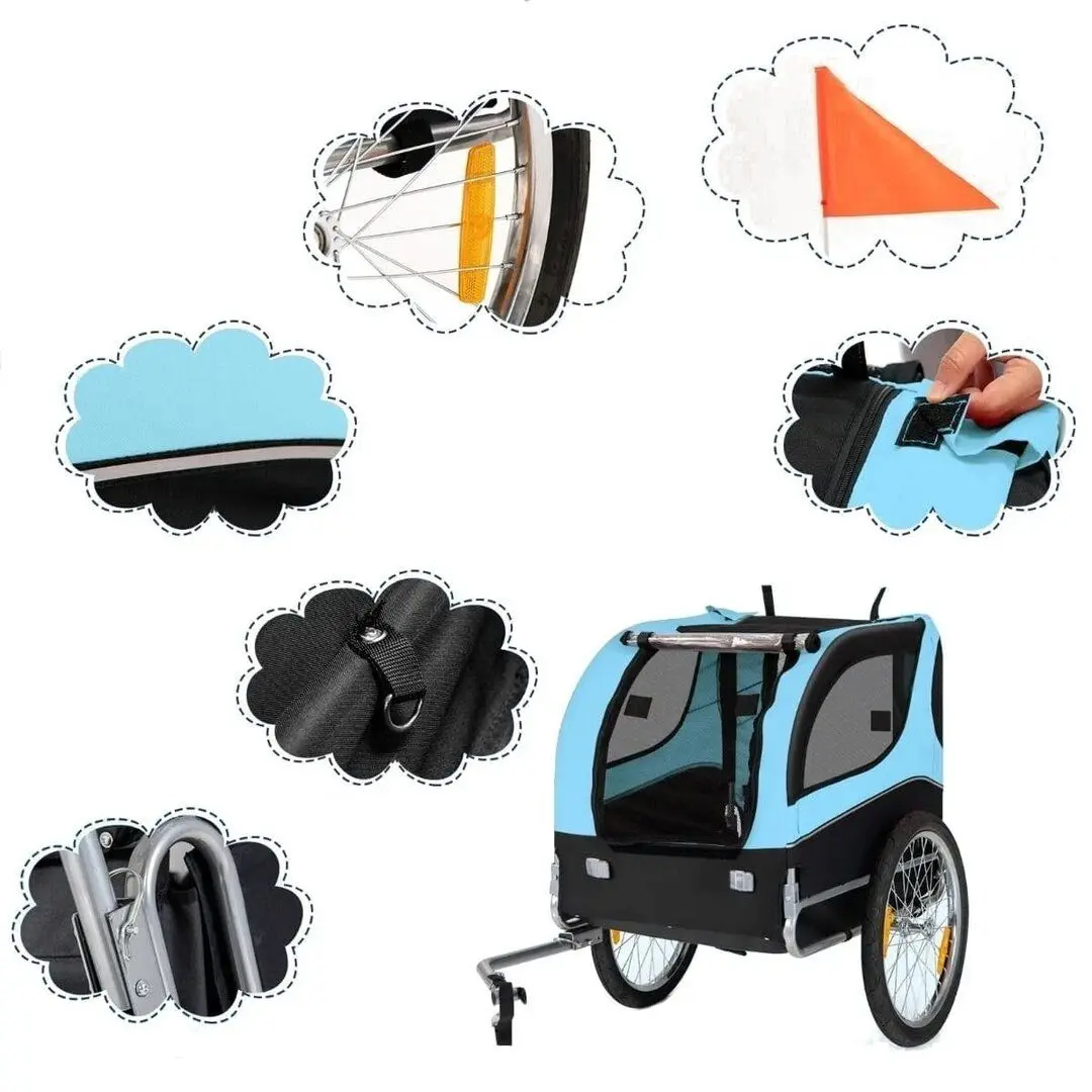 Remorca de bicicleta pentru animale Costway PW10028BL (Blue)