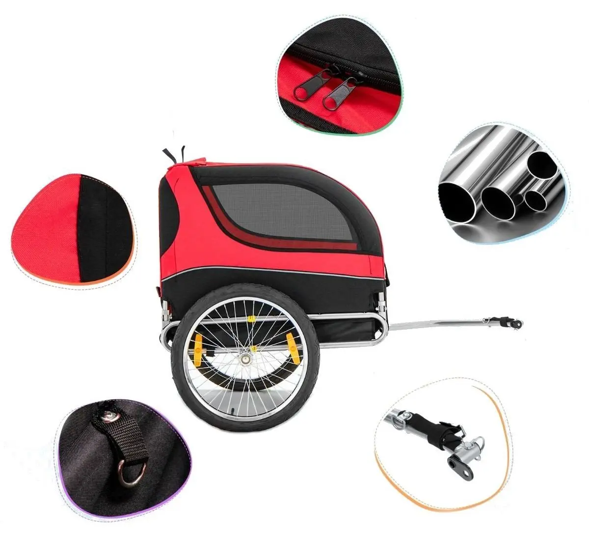 Remorca de bicicleta pentru animale Costway PW10028RE (Red)