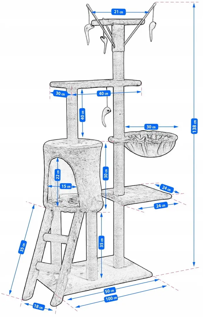 Ansamblu de joaca pentru pisici Jumi CD-264960 (Grey/White) - 5
