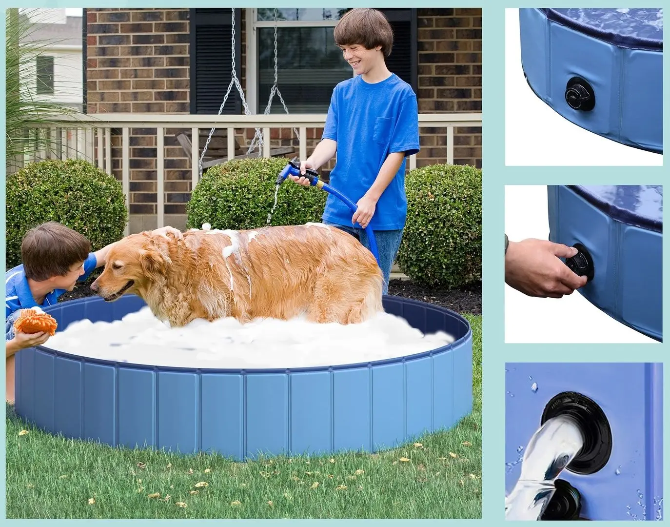 Piscina pentru caini PawHut D01-015BU (Blue) - 6