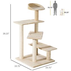 Ansamblu de joaca pentru pisici PawHut D30-045 (Beige) Thumb