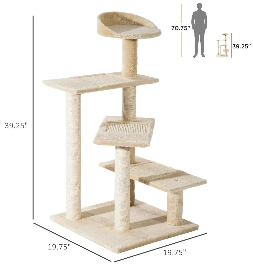 Ansamblu de joaca pentru pisici PawHut D30-045 (Beige)
