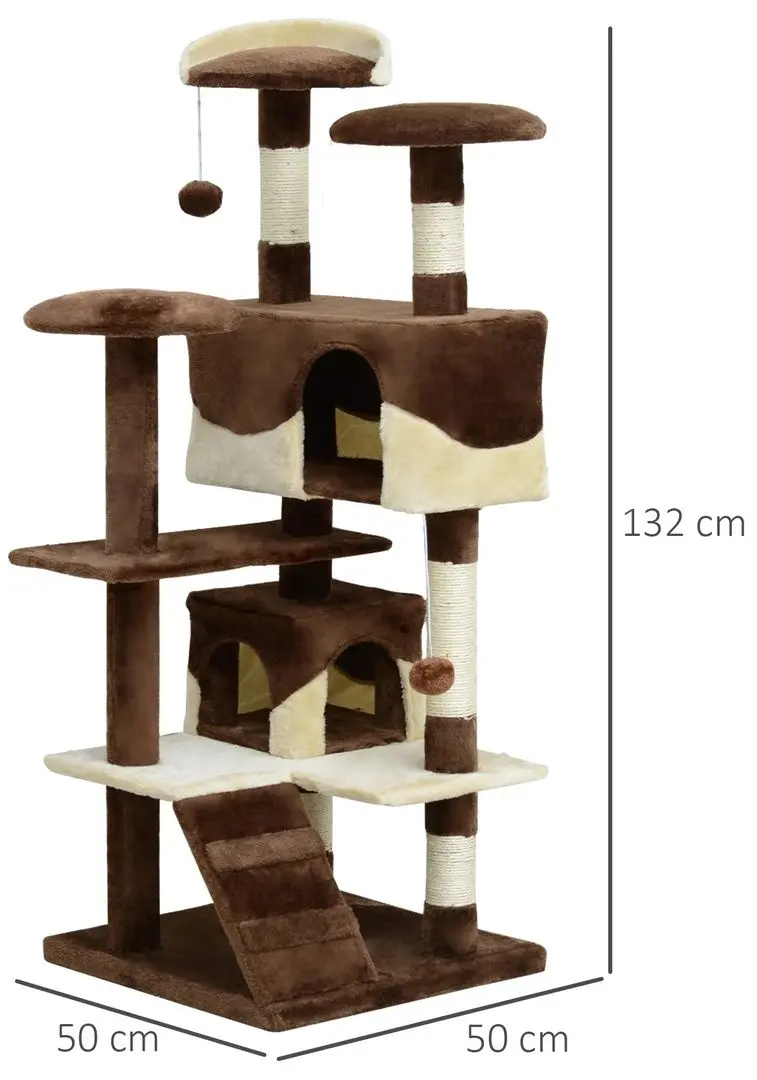 Игровой комплекс для кошек PawHut D30-091CF (Brown/White)