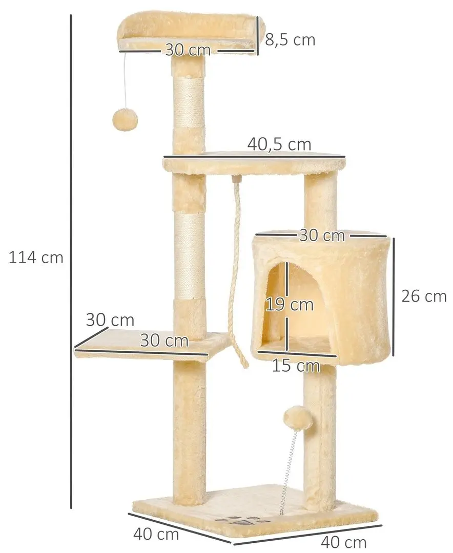 Ansamblu de joaca pentru pisici PawHut D30-167 (Beige) - 2