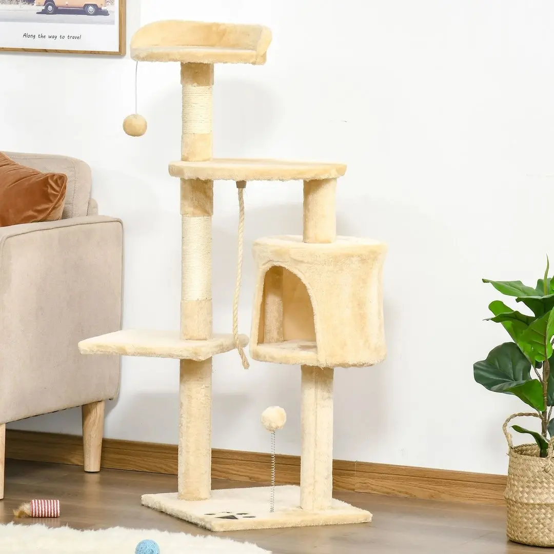 Ansamblu de joaca pentru pisici PawHut D30-167 (Beige) - 4