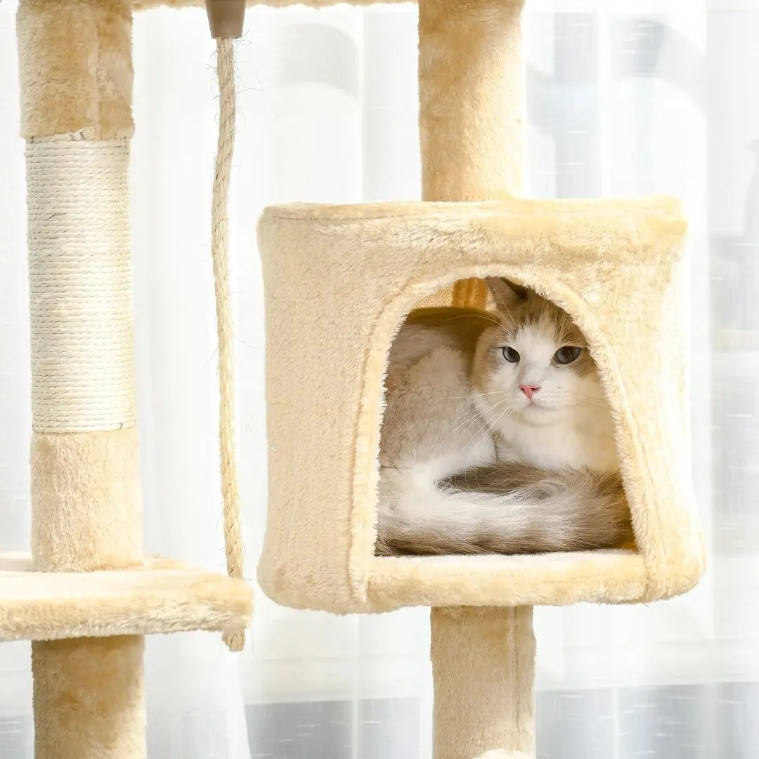 Ansamblu de joaca pentru pisici PawHut D30-167 (Beige) - 8