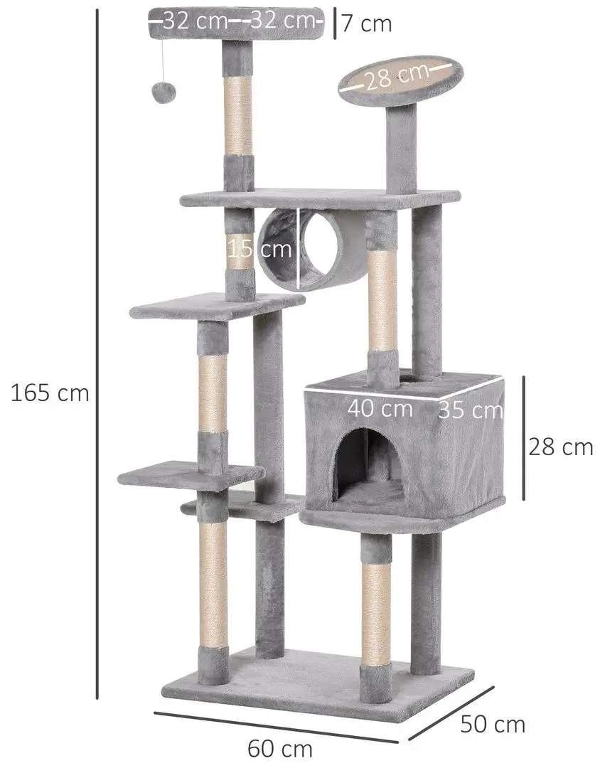 Игровой комплекс для кошек PawHut D30-350 (Light Grey/Beige) - 3