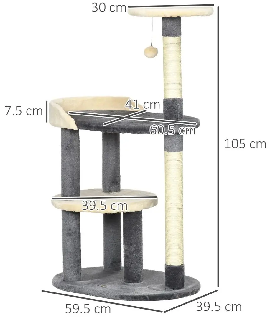 Ansamblu de joaca pentru pisici PawHut D30-653V00GY (Grey) - 2