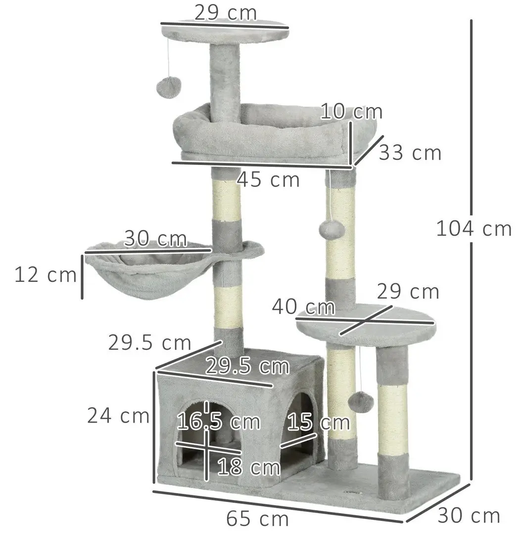 Игровой комплекс для кошек PawHut D30-749V00LG (Light Grey/Beige) - 3