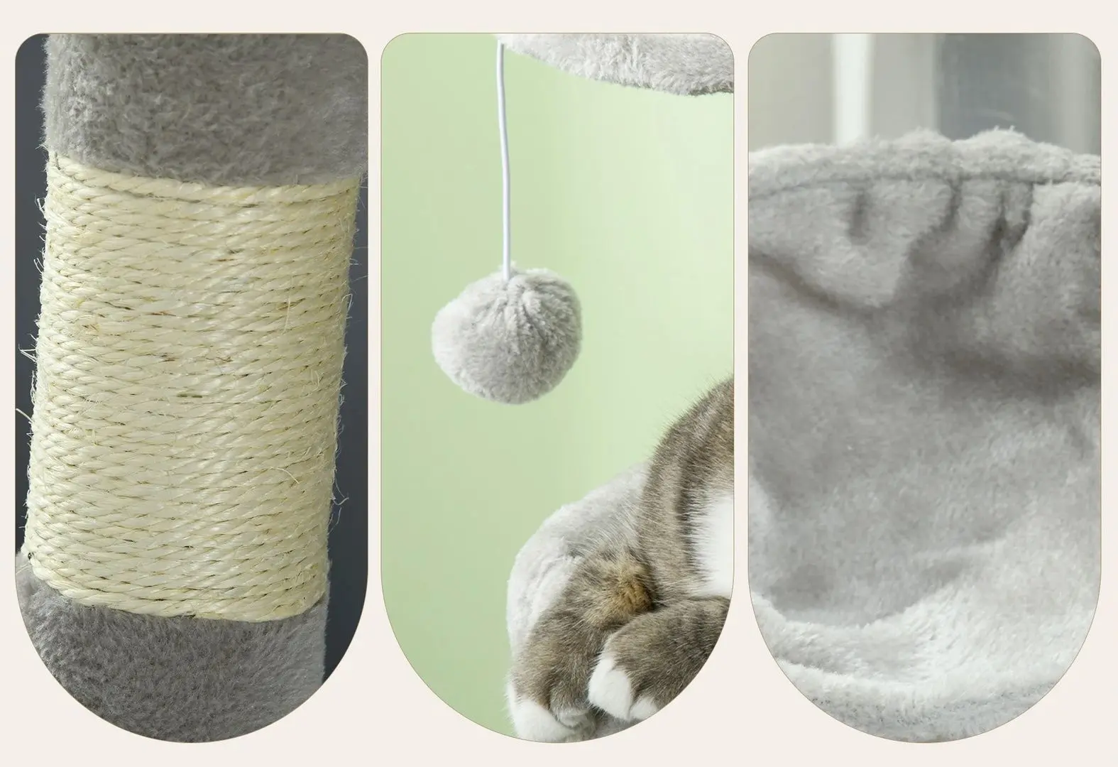 Игровой комплекс для кошек PawHut D30-749V00LG (Light Grey/Beige) - 9