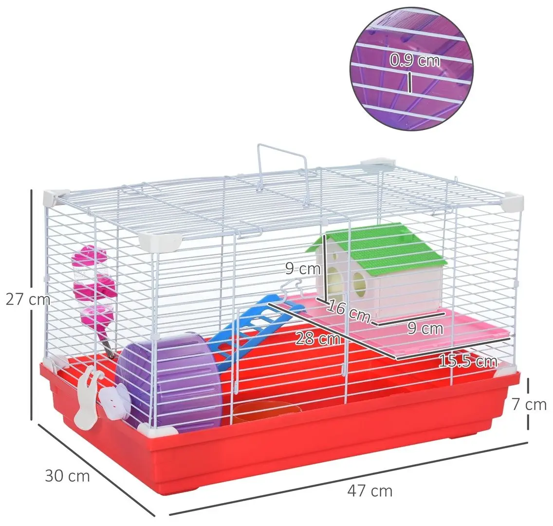 Cusca pentru hamsteri PawHut D51-161 (White/Red) - 5