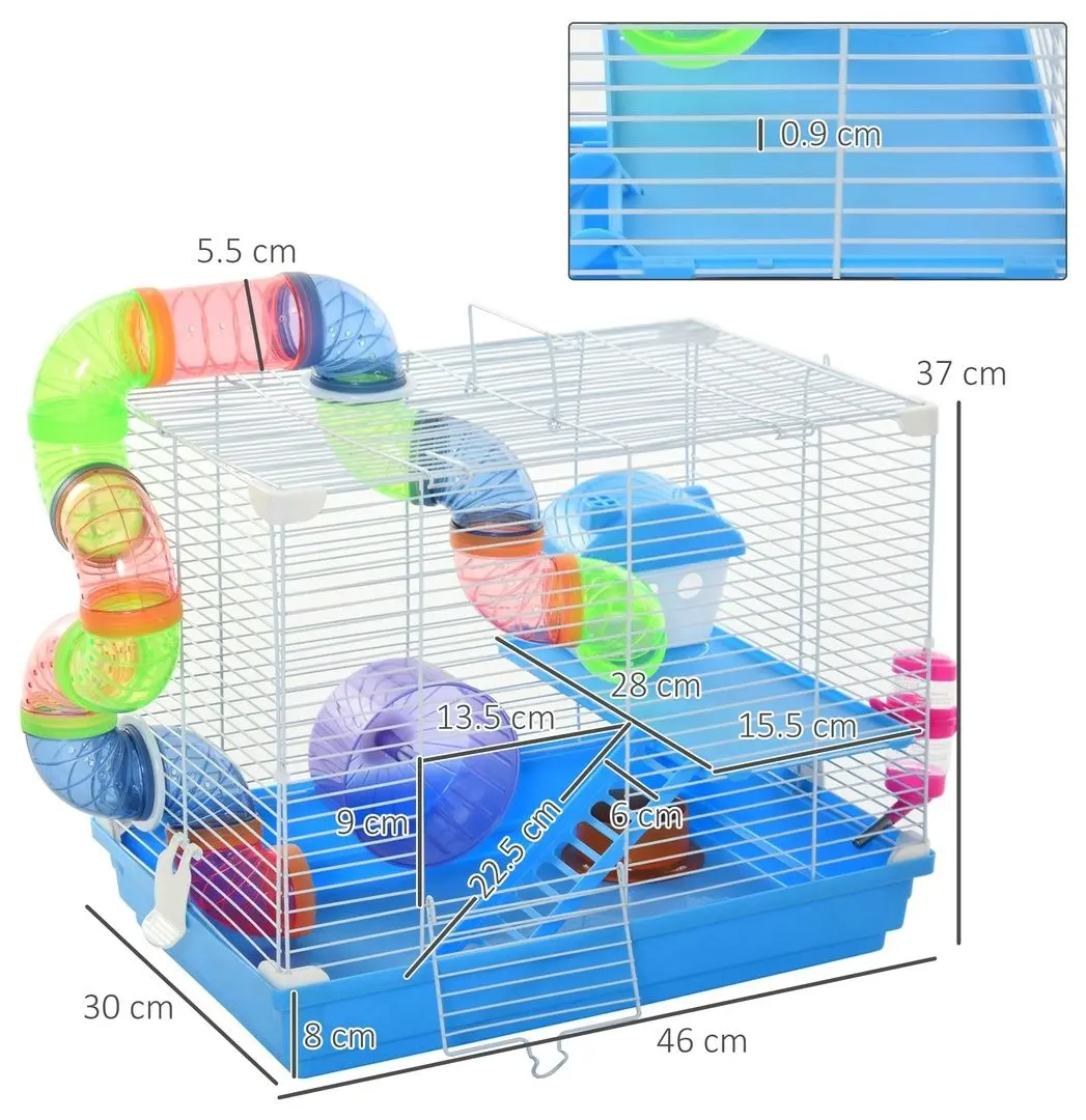 Cusca pentru hamsteri PawHut D51-213 (White/Blue)