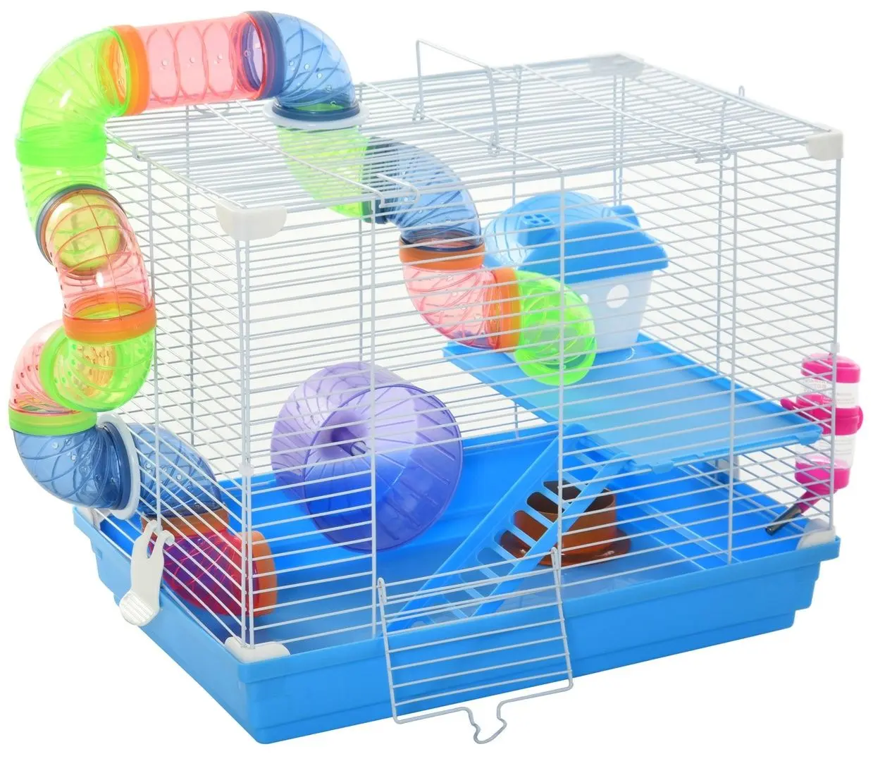 Cusca pentru hamsteri PawHut D51-213 (White/Blue)