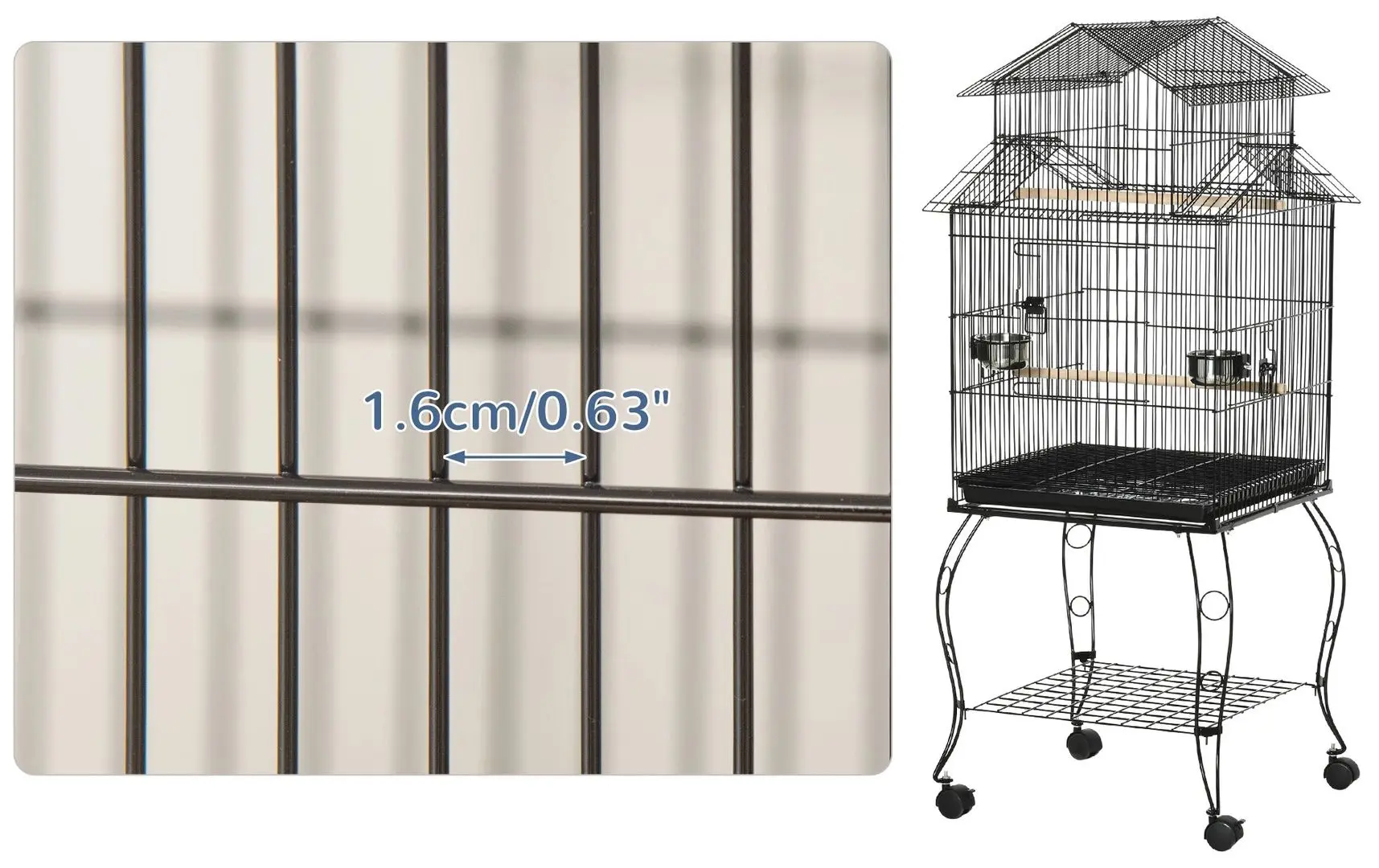 Colivie pentru pasari PawHut D10-076BK (Black) - 3