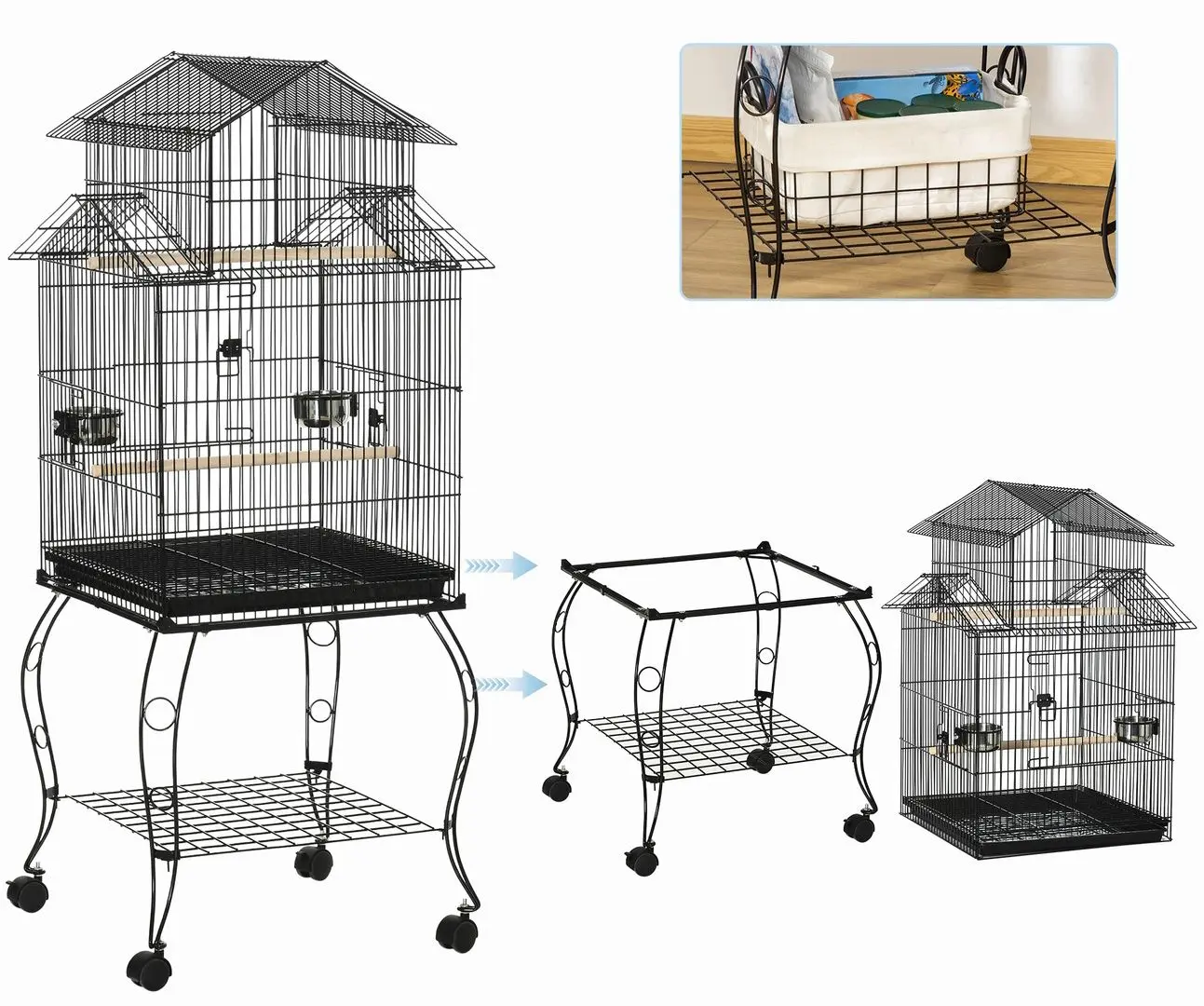 Colivie pentru pasari PawHut D10-076BK (Black) - 4