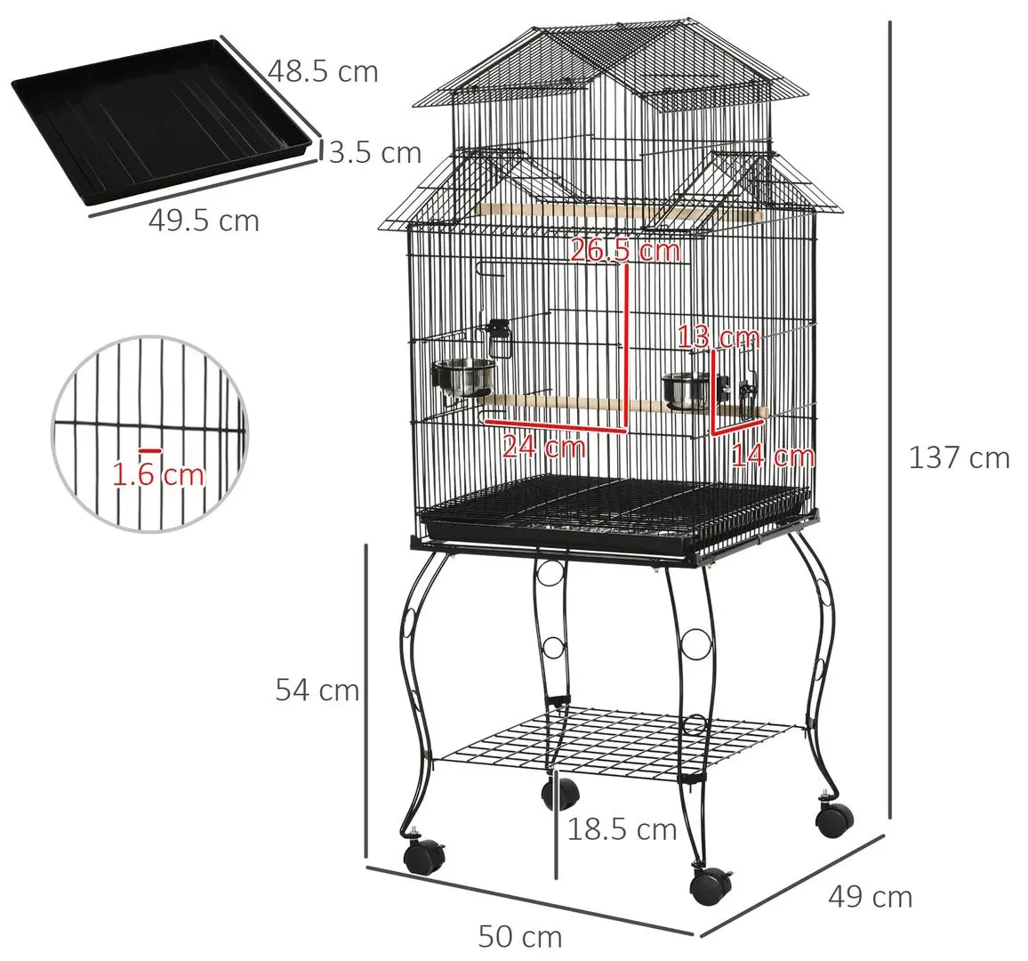 Colivie pentru pasari PawHut D10-076BK (Black) - 5
