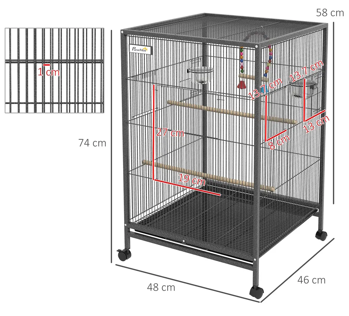 Cusca pentru pasari PawHut D10-092V00CG (Grey)