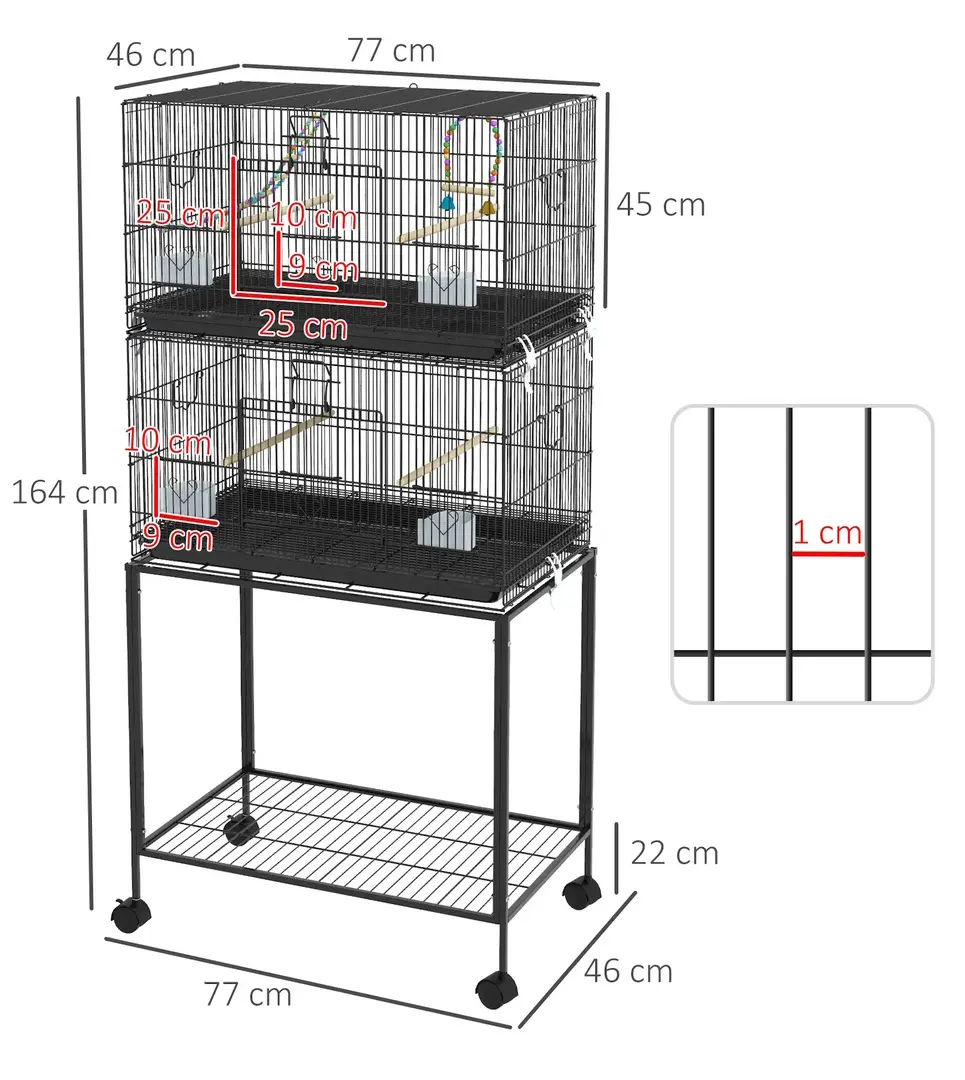 Cusca pentru pasari PawHut D10-094V02BK (Black)