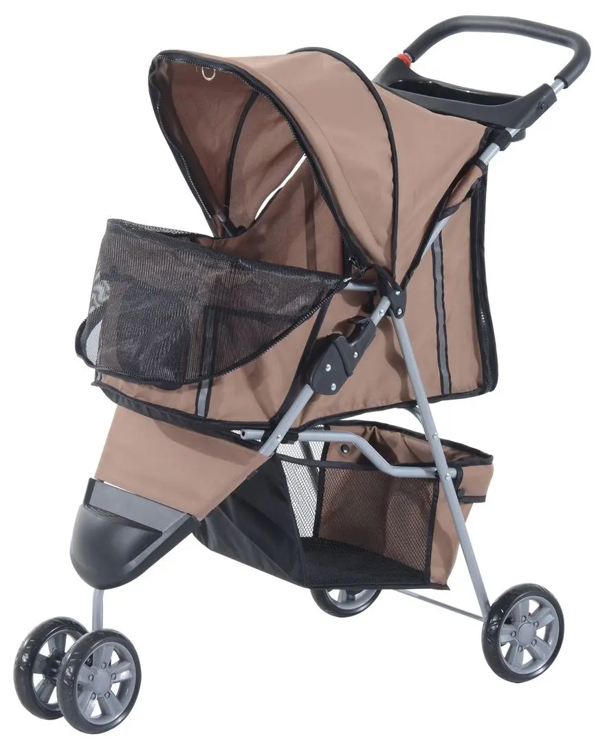 Carucior pentru caini PawHut D00-041CF (Brown/Black)