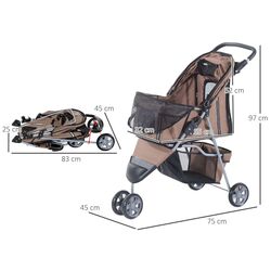 Carucior pentru caini PawHut D00-041CF (Brown/Black) Thumb